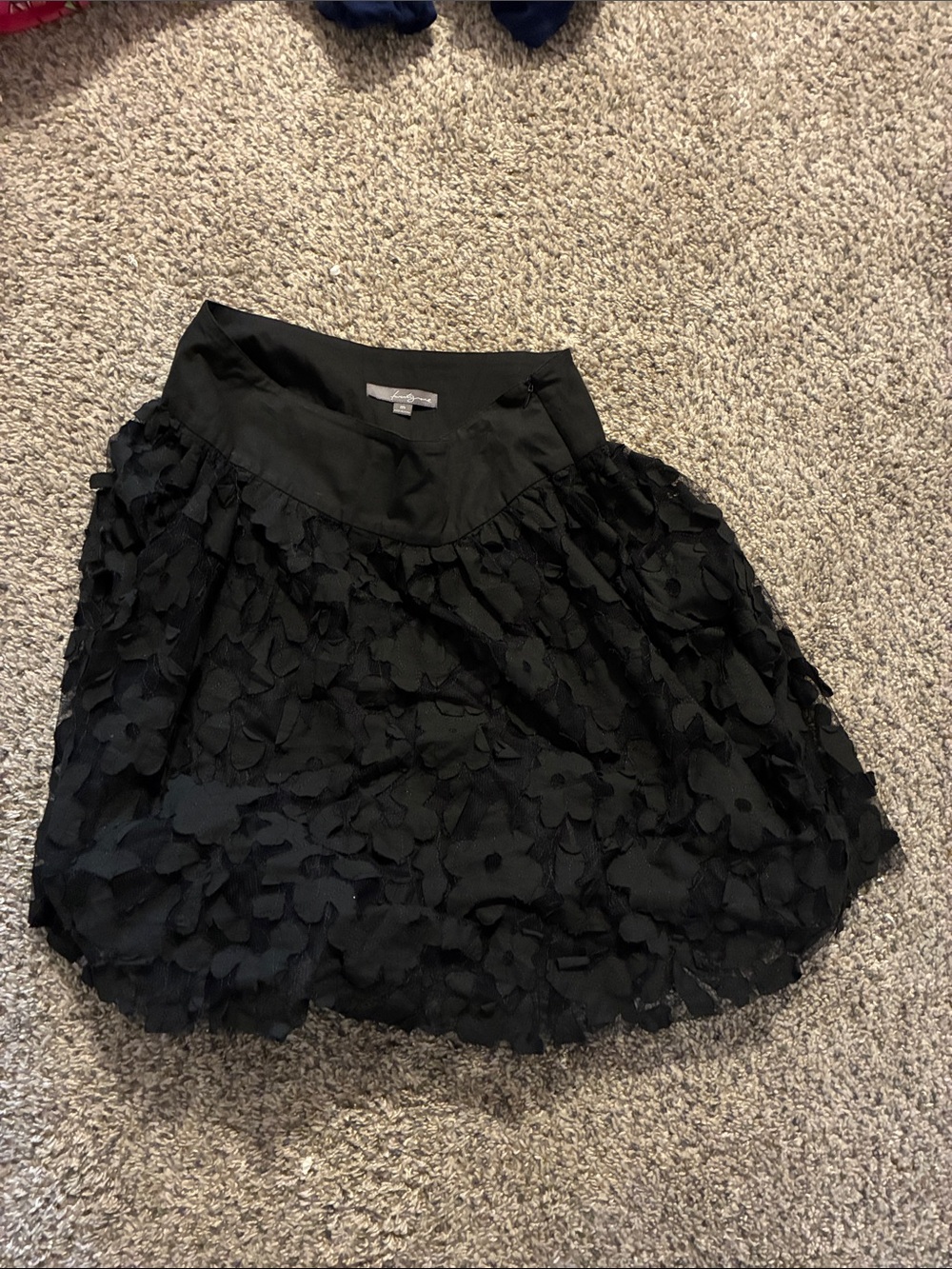 Forever 21 Black Floral Petal Skater Skirt
